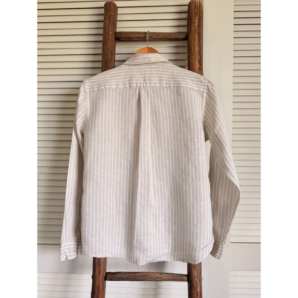 Uniqlo Striped Linen Lyocell Button Down Shirt XS Beige - Picture 2 of 4